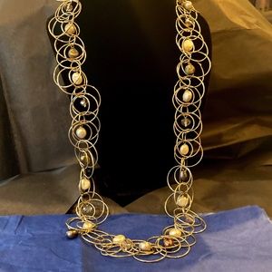 Long Fashion Necklace with Pearls & Crystals